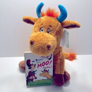 Mr. Brown Can Moo! Can You? (1970 Hardcover, Dr. Seuss) and Plush Bundle